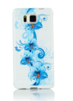 Силиконов гръб ТПУ за Samsung Galaxy Alpha G850 бял със сини цветя